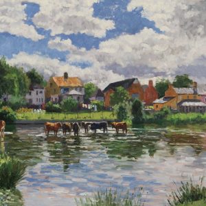 cows cooling off, sudbury 50x70cm