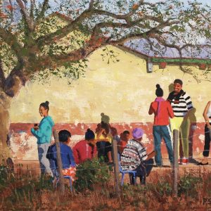 farm workers on a sunday afternoon 56x76cm