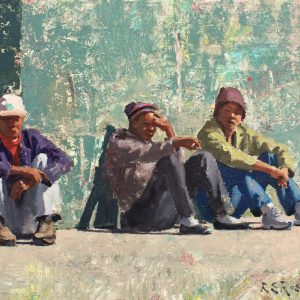 relaxing in the winter sun 45x61cm