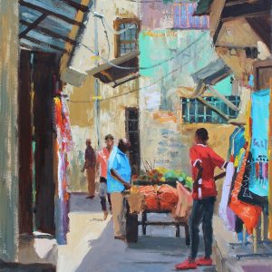 vibrant stone town 61 x 45 cm