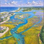 Cape Cod, Massachusetts drone view commissioned oil painting on canvas by Roelof Rossouw